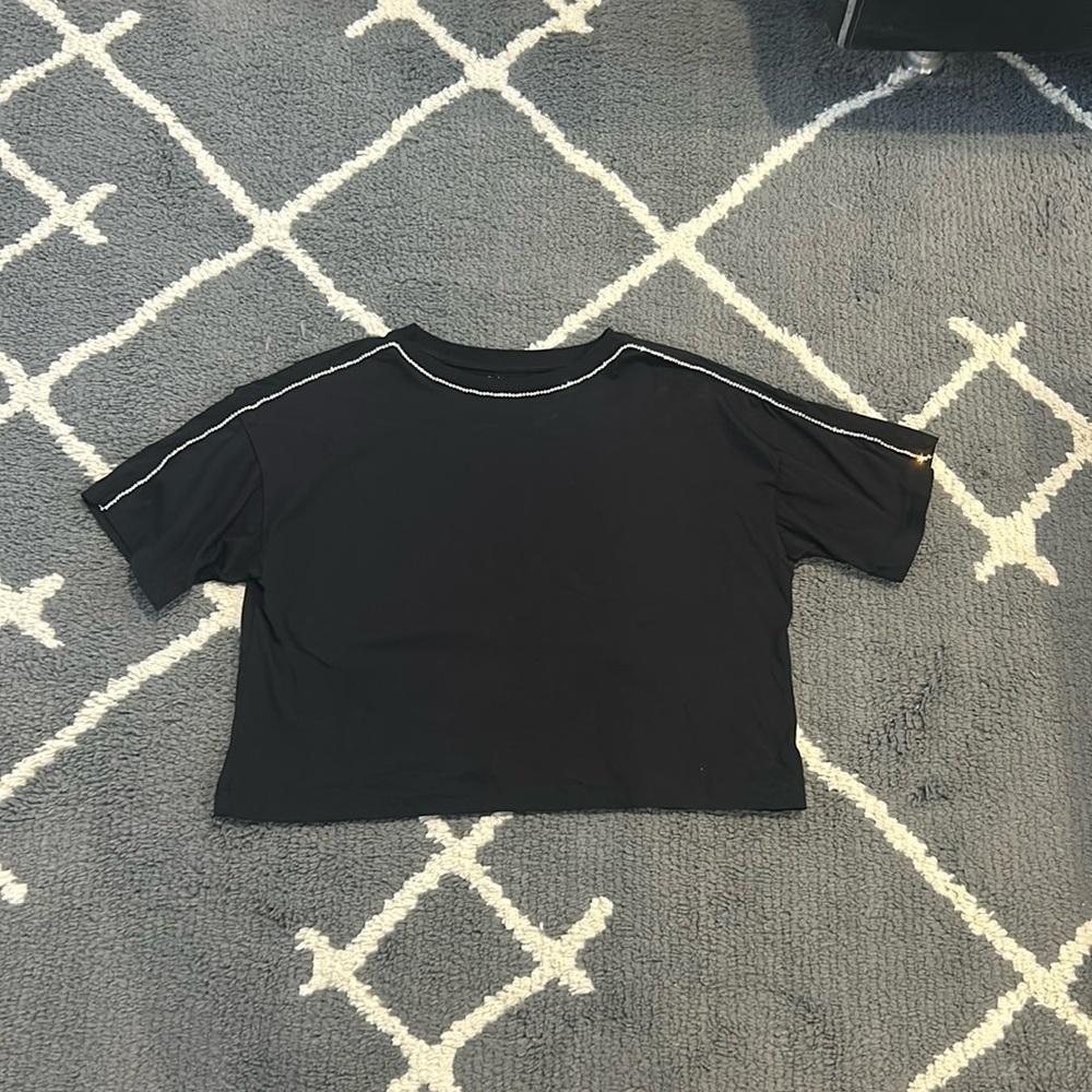 River Island Black Diamante Trim T-Shirt